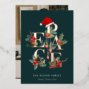 Rustic Red Green Photo Peace Christmas Foliage