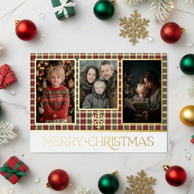 Rustic Red & Green Plaid Merry Christmas Photo (Creator Uploaded)