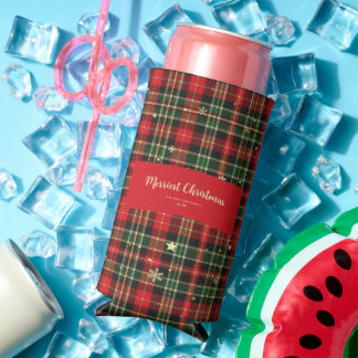 Rustic Red Green Tartan Christmas Plaid MH26 Seltzer Can Cooler