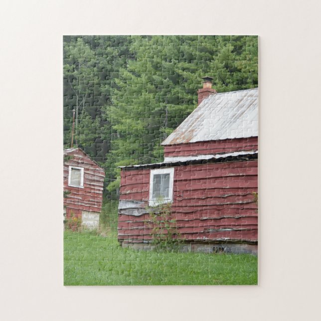 Rustic Red House On Green Hill Jigsaw Puzzle (Vertical)