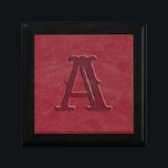 Rustic Red Leather Texture Monogram Initial Gift Box<br><div class="desc">This personalised rustic gift box features a faux red leather textured background with a monogrammed initial for you to personalise. Designed by world renowned artist ©Tim Coffey.</div>