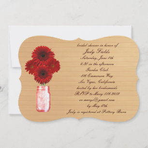 Rustic Red Mason Jar Bridal Shower Invitation