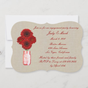 Rustic Red Mason Jar Engagement Party Invitation
