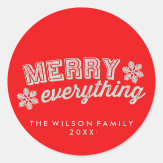 Rustic Red Merry Everything Classic Round Sticker