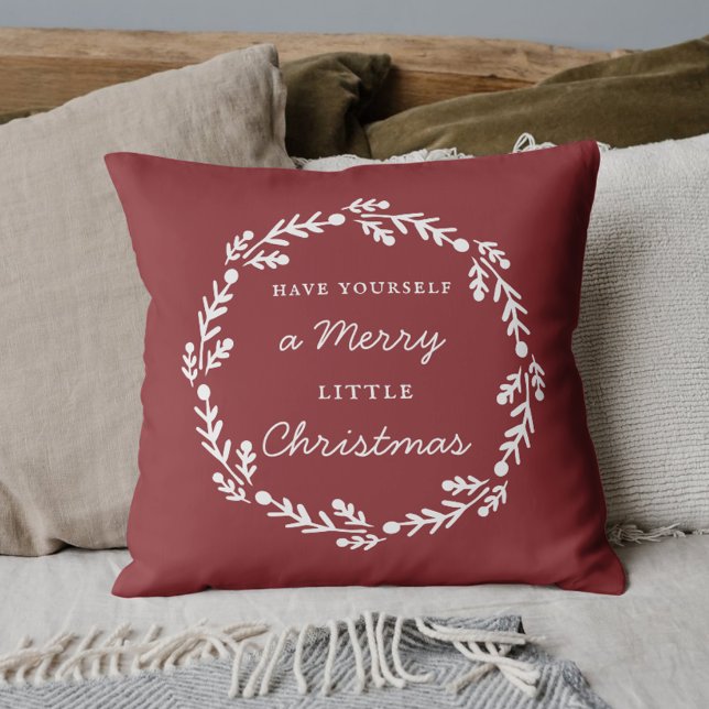 Rustic Red Merry Little Christmas Cushion (Creator Uploaded)