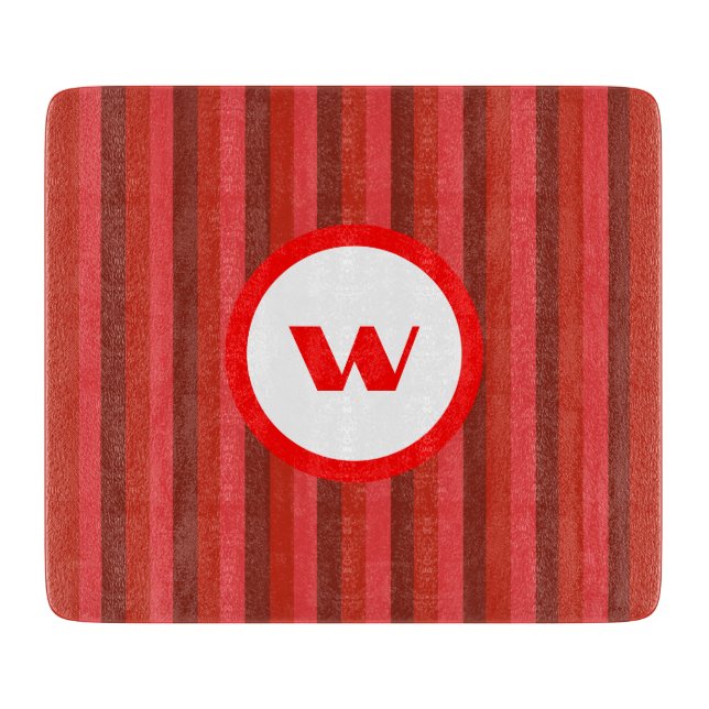 Rustic Red Monogram & Stripes Cutting Board (Front)