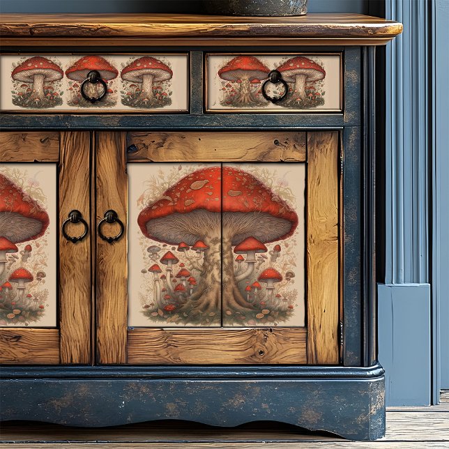 Rustic Red Mushroom Folk Art Decoupage Tissue Paper (Creator Uploaded)