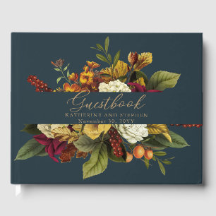 Rustic Red   Orange Boho Floral Bouquet Wedding   Guest Book