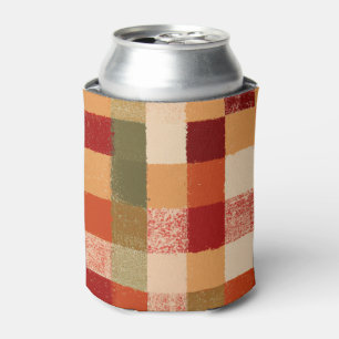 Rustic Red Orange Yellow Green Retro Can Cooler
