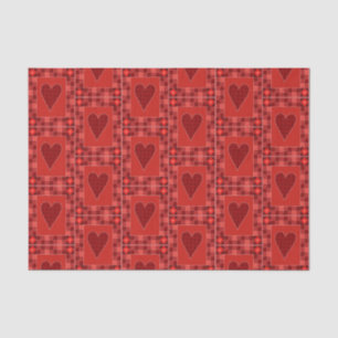 Rustic Red Patchwork Heart Quilt Tissue Paper