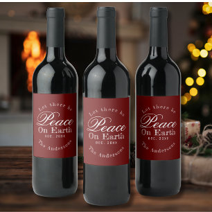 Rustic Red Peace On Earth Personalised Wine Label