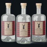 Rustic Red Plaid Merry Christmas Kraft Liquor Bottle Label<br><div class="desc">Rustic Kraft Red Buffalo Plaid Reindeer Merry Christmas Liquor Bottle Label</div>