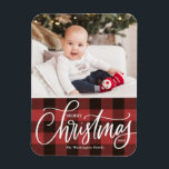 Rustic Red Plaid Merry Christmas Photo Magnet<br><div class="desc">Merry Christmas! Bring a touch of holiday cheer to your home with our Customisable Photo Christmas Magnet! Perfect for displaying cherished memories, this magnet allows you to personalise it with your favourite festive photo, making it a unique addition to your holiday decor. An ideal gift for family and friends—create memorable...</div>