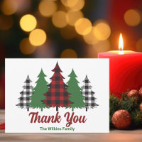 Rustic Red Plaid Merry Christmas Trees Custom
