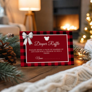 Rustic Red Plaid Merry Little Baby Shower Diaper R Enclosure Card