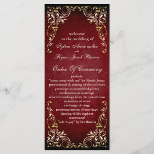 rustic red regal  wedding program programme