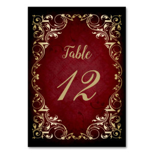 rustic red regal winter wedding table number