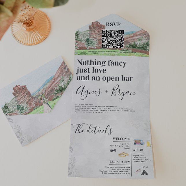 Rustic Red Rock Colorado Wedding All In One Invitation (Creator Uploaded)