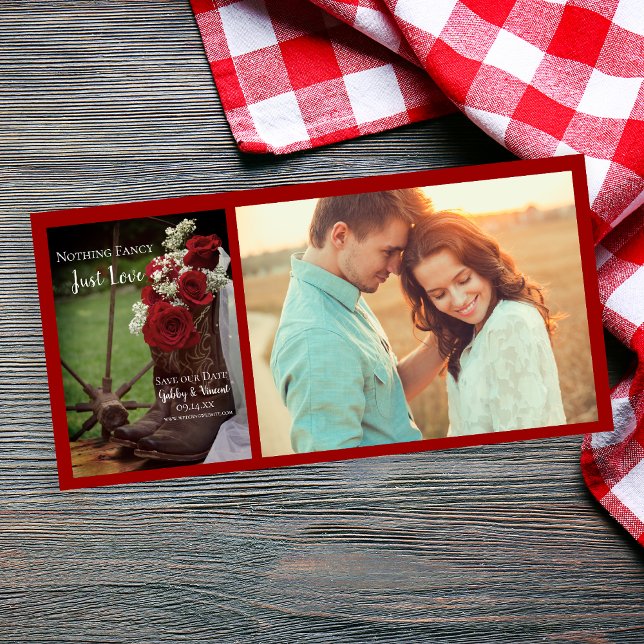 Rustic Red Roses and Cowboy Boots Wedding Save The Date (Creator Uploaded)