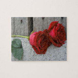 Rustic Red Roses Jigsaw Puzzle