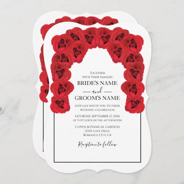 Rustic Red Roses Wedding Invitations (Front/Back)
