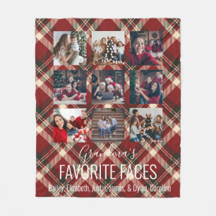 Rustic Red Tartan Plaid Personalised 9 Photo   Fleece Blanket