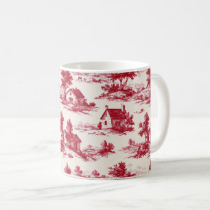 Rustic Red Toile Country Landscape Pattern Coffee Mug