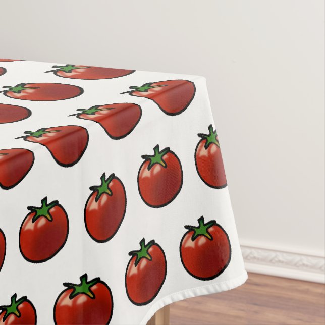 Rustic Red Tomato Botanical Art Tablecloth (In Situ)