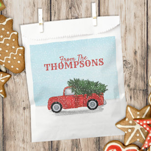 Rustic Red Vintage Holiday Christmas Truck Favour Bags