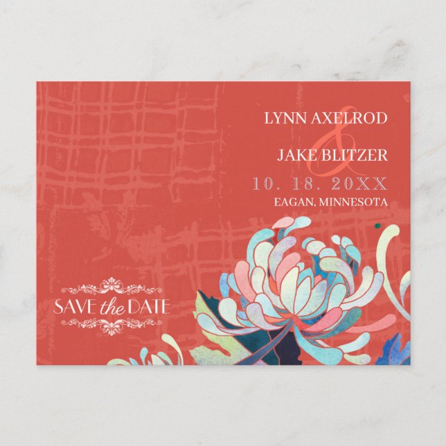 Rustic Red Wedding Save the Date Postcard (Front)