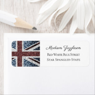 Rustic Red White Blue Sparkles UK flag 