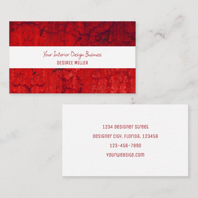 Rustic Red White Vintage Texture Business Card (Front/Back)