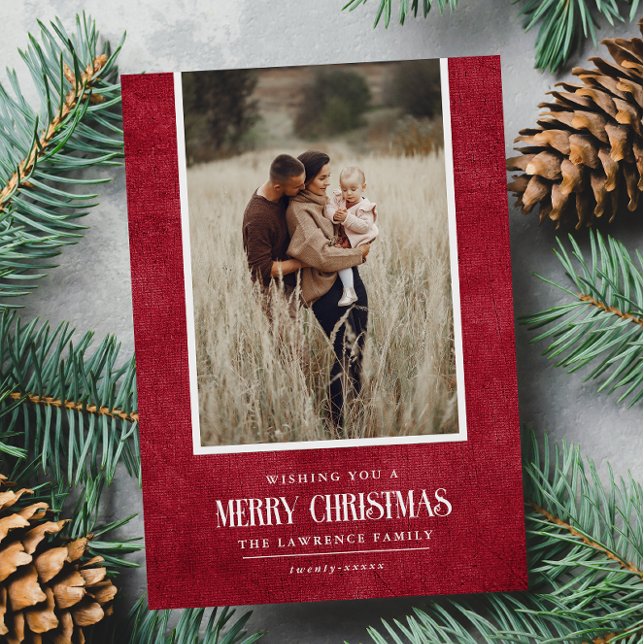Rustic Red Winter Christmas Single Photo Holiday Card (Creator Uploaded)