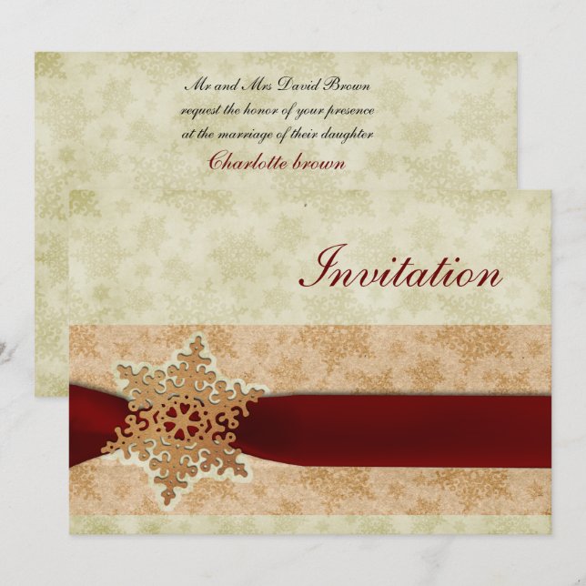 rustic red winter wedding Invitation cards (Front/Back)