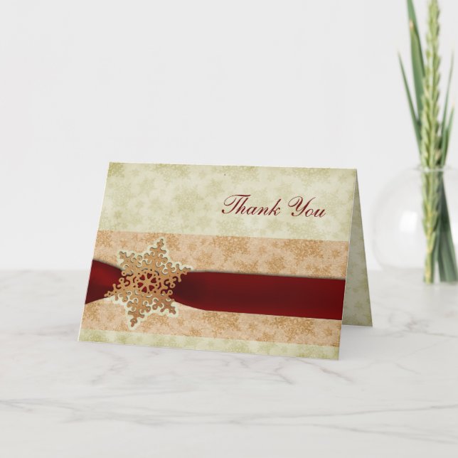 rustic red winter wedding Thank You (Front)