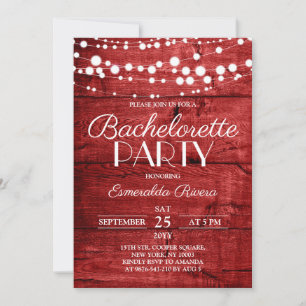 Rustic Red Wood Bachelorette Party Invitation