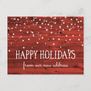 Rustic Red Wood   New Address at the Holidays Holiday Postcard