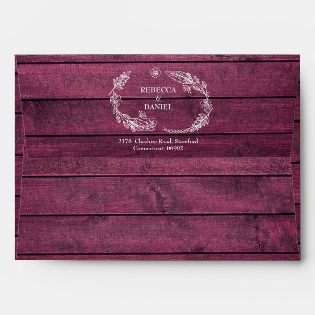 Rustic Red Wood String Lights Return Address Envelope (Back (Top Flap))
