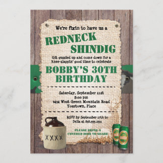 Rustic Redneck Hillbilly Party Invitation
