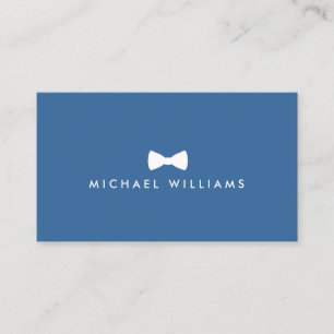 Rustic Refined Men's Bow Tie Logo on Blue Business Card