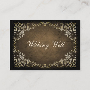 Rustic Regal Ornamental Brown And Gold Wedding Enclosure Card