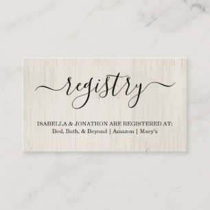 Rustic Registry Insert / Enclosure for Invitation