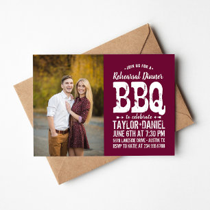 Rustic Rehearsal Dinner BBQ Editable Colours Invitation
