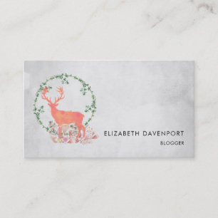 Rustic Reindeer Boho Watercolor Business Card