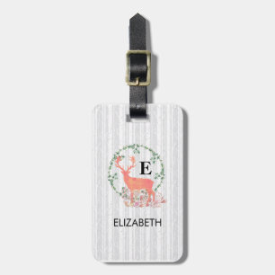Rustic Reindeer Boho Watercolor Personalised Luggage Tag