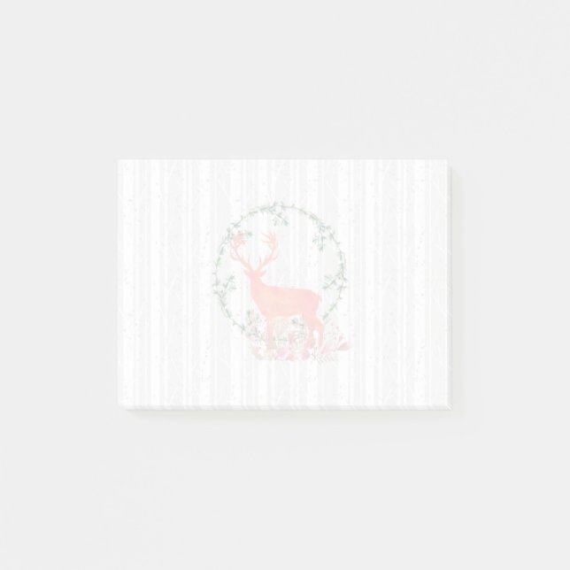Rustic Reindeer Boho Watercolor Post-it Notes (Front)