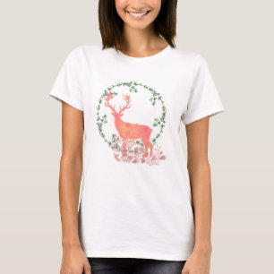 Rustic Reindeer Boho Watercolor T-Shirt