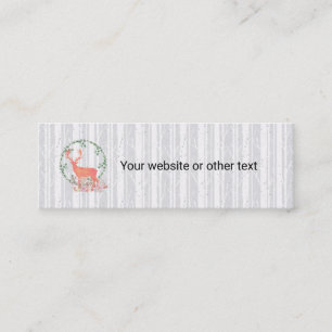 Rustic Reindeer Boho Wreath Watercolor Mini Business Card