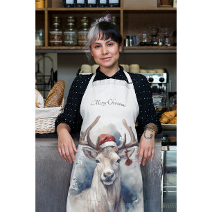 Rustic Reindeer Christmas, custom Apron