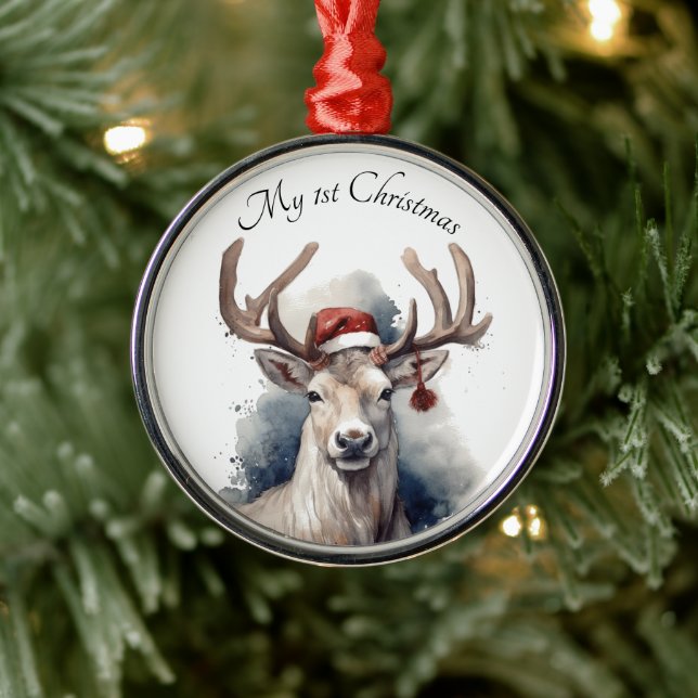 Rustic Reindeer Christmas, custom Metal Tree Decoration (Tree)